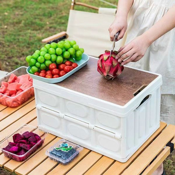 Foldable Storage Bin with Wood Lid