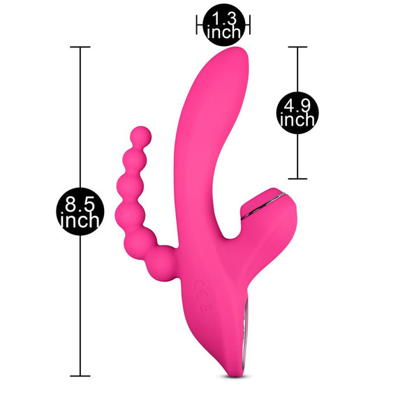 7 Speed Silicone Vibrator with Clitoral Sucking Function & Anal Beads