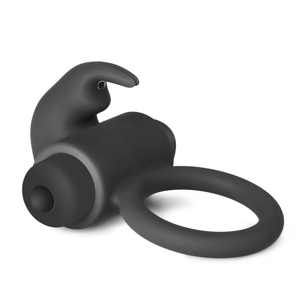 Silicone Rabbit Vibrating Cock Ring - Black