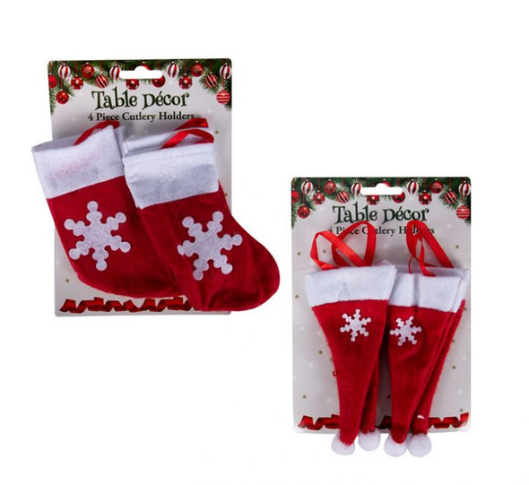 Xmas Table Decor Cutlery Holder 4 Piece