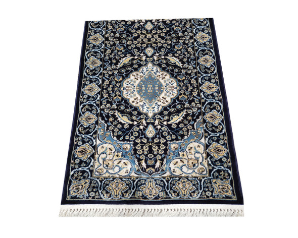 Kashan design navy Machine carpet  300 X 80 CM