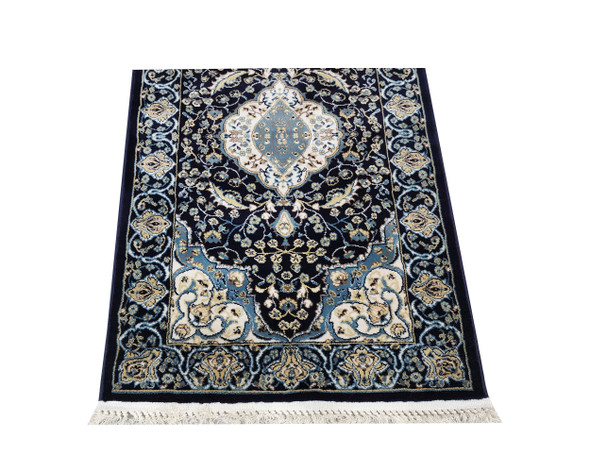 Kashan design navy Machine carpet  150 x 80 cm