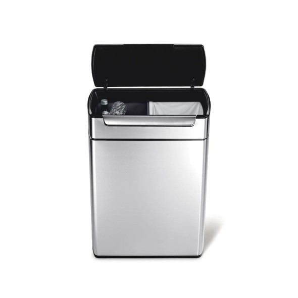 48L Touch -Bar Rectanguler Recycler Bin - Brushed  Stainless Steel