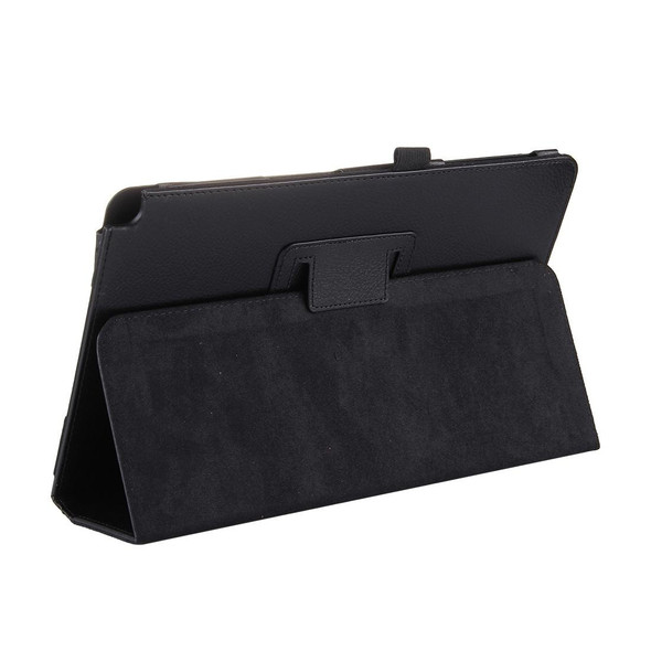 For Galaxy Tab A 10.1 (2016) / P585 Litchi Texture Horizontal Flip Leatherette Case with Holder(Black)