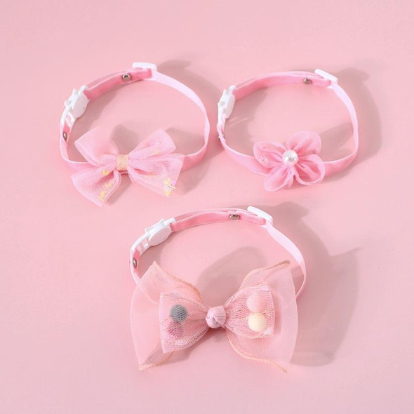 6 PCS Pet Handmade Adjustable Cat Dog Bow Tie Collar, Size:S 17-32cm, Style:Pearl Flowers