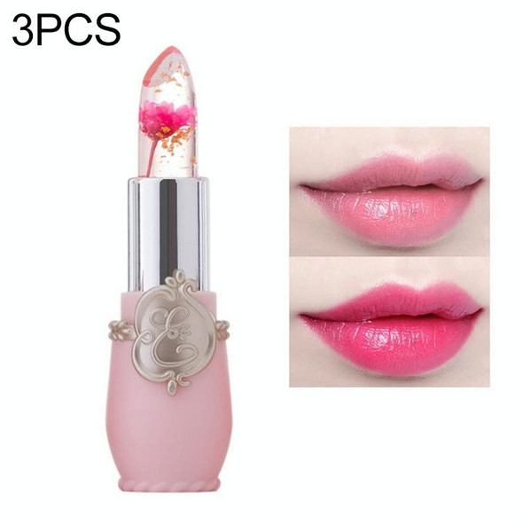 3 PCS Transparent Changed Color Moisturizer Jelly Flower Long-lasting Lipbalm(rose red)