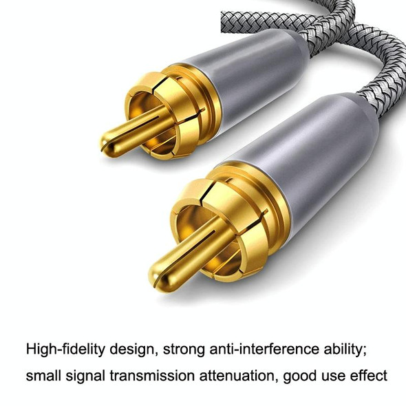15m Pure Copper RCA Coaxial HIFI Digital Audio Cable SPDIF Subwoofer Speaker Cable(Silver Gray)