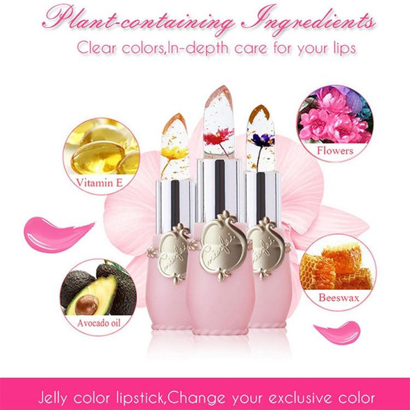 3 PCS Transparent Changed Color Moisturizer Jelly Flower Long-lasting Lipbalm(light pink)