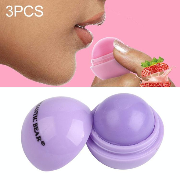 3 PCS Natural Plant Organic Sphere Ball Lipstick Embellish Lip Balm(Purple)