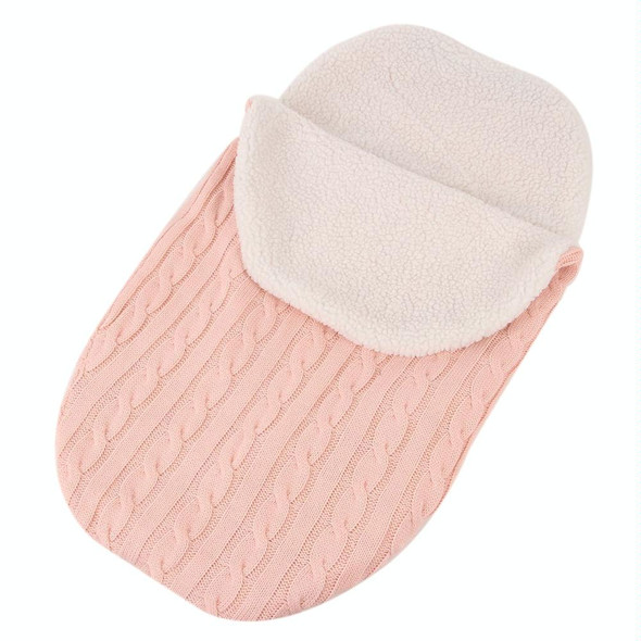 Thick Baby Swaddle Wrap Knit Envelope Sleeping Bag Newborn Infant Warm Bands Indoor Infant Stroller Sleeping Bag (Pink)