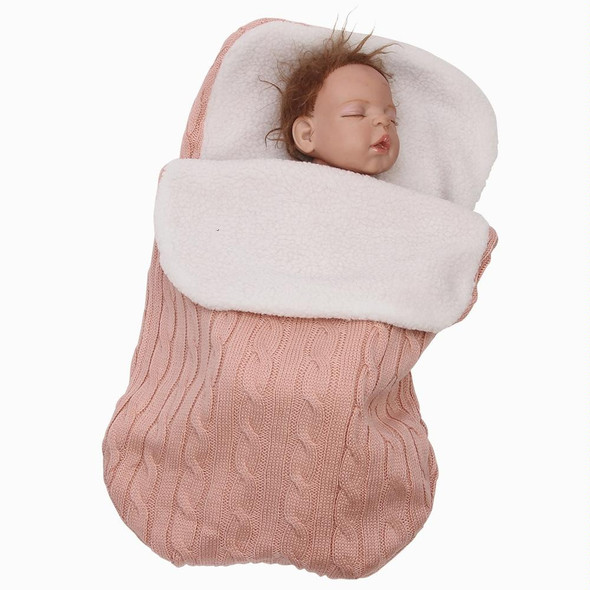 Thick Baby Swaddle Wrap Knit Envelope Sleeping Bag Newborn Infant Warm Bands Indoor Infant Stroller Sleeping Bag (Pink)