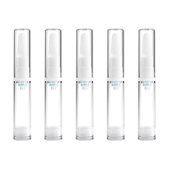 5 PCS Clear Empty Travel Portable Refillable Plastic Pump Bottle Containers, 10ml