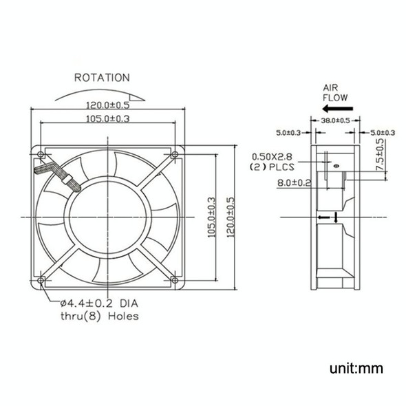 XIN RUI FENG XRX1203 220V Double Roller Cooling Fan 12cm Cabinet Power Distribution Cabinet Shaft