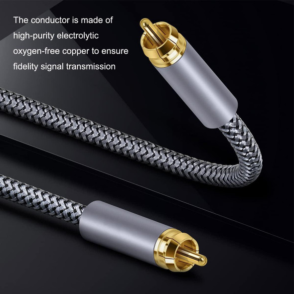 1m Pure Copper RCA Coaxial HIFI Digital Audio Cable SPDIF Subwoofer Speaker Cable(Silver Gray)