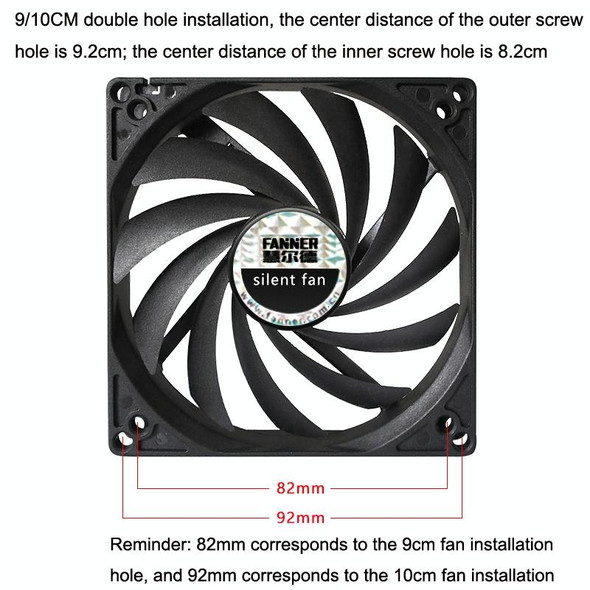 FANNER Ice Soul F10015 Desktop Computer Radiator PWM Intelligent Speed Regulation Ultra-thin Chassis Fan(Black)