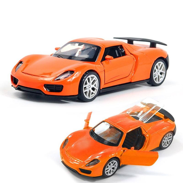 1:36 Three-door Open Alloy Sports Car Model Pull Back Car Boy Toy(Gem Orange)