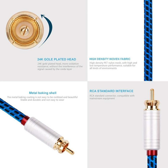 15m 3.5mm Jack to 2 x RCA Cable - Premium Quality / 24k Gold