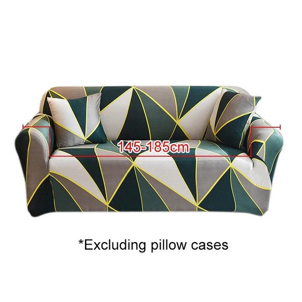 Double Seat Full Coverage Elastic Non-slip Sofa Cover(Geometric Green)