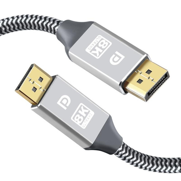 1m 1.4 Version DP Cable Gold-Plated Interface 8K High-Definition Display Computer Cable(Silver)