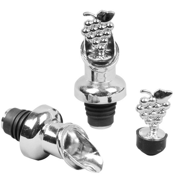 2pcs Zinc Alloy Red Wine Cork Wine Stopper Drink Bar Tool Grape Type