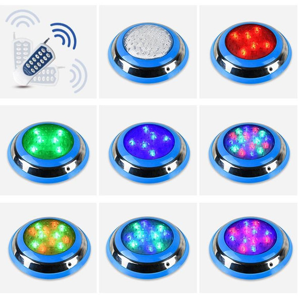 24W LED Stainless Steel Wall-mounted Pool Light Landscape Underwater Light(Colorful Light + Remote Control)