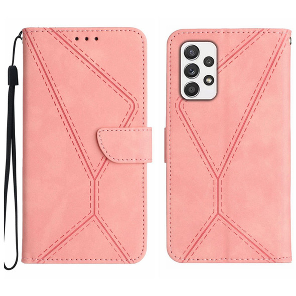 For Samsung Galaxy A73 5G Stitching Embossed Leatherette Phone Case(Pink)