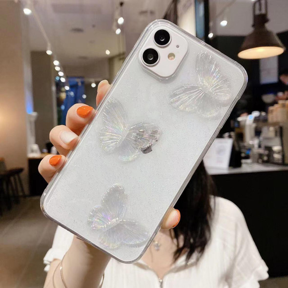 For iPhone 11 Clear Crystal Butterflies TPU Phone Case(Transparent)