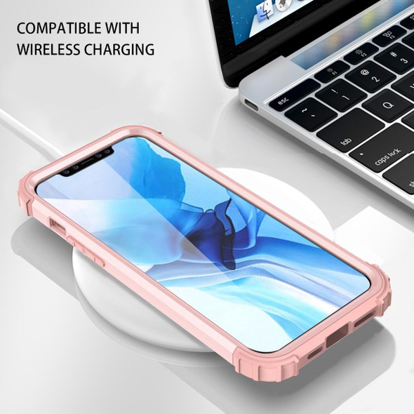 3 in 1 Shockproof PC + Silicone Protective Case - iPhone 12 Pro Max(Rose Gold)