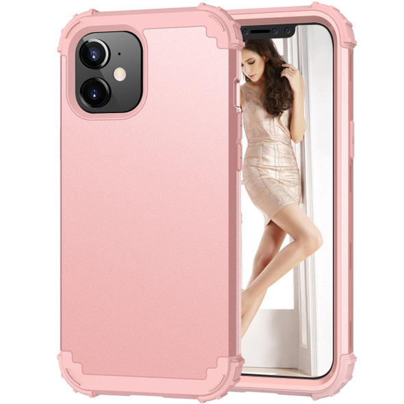 3 in 1 Shockproof PC + Silicone Protective Case - iPhone 12 mini(Rose Gold)