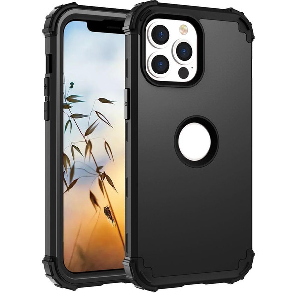 3 in 1 Shockproof PC + Silicone Protective Case - iPhone 13(Black)