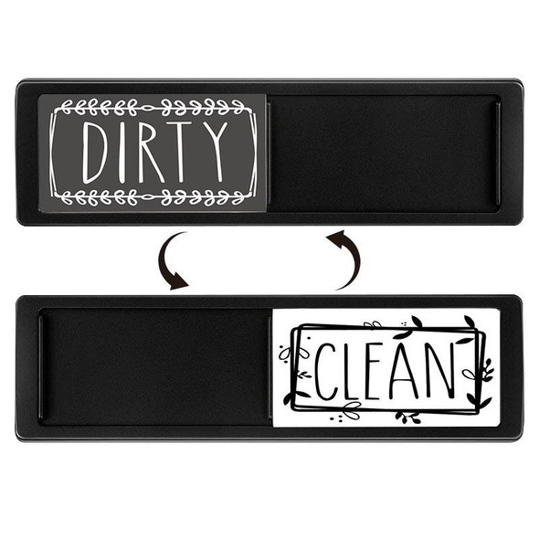 Dishwasher Magnet Clean Dirty Sign Double-Sided Refrigerator Magnet(Black Gray)