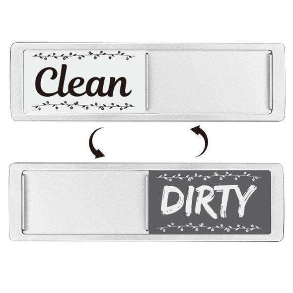 Dishwasher Magnet Clean Dirty Sign Double-Sided Refrigerator Magnet(Silver Lace White Gray)