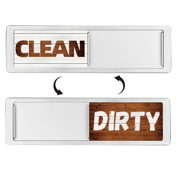 Dishwasher Magnet Clean Dirty Sign Double-Sided Refrigerator Magnet(Silver White Coffee Horizontal Wood Grain)