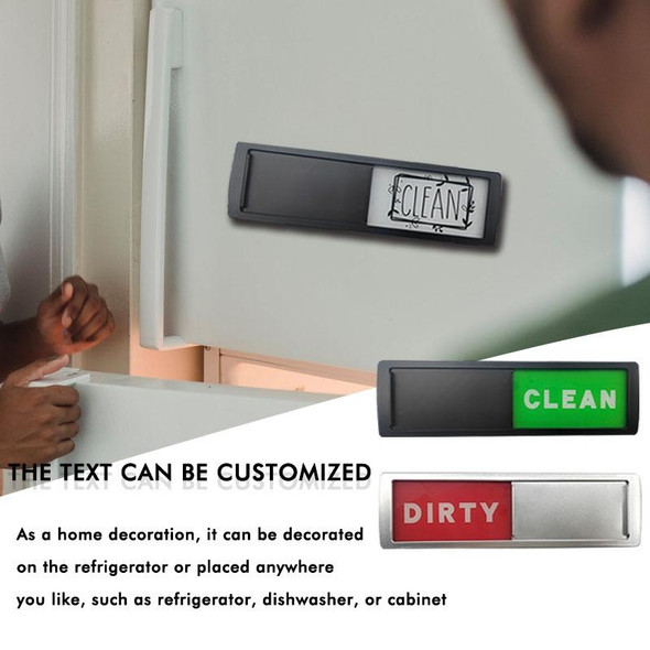 Dishwasher Magnet Clean Dirty Sign Double-Sided Refrigerator Magnet(Black Frame Black)