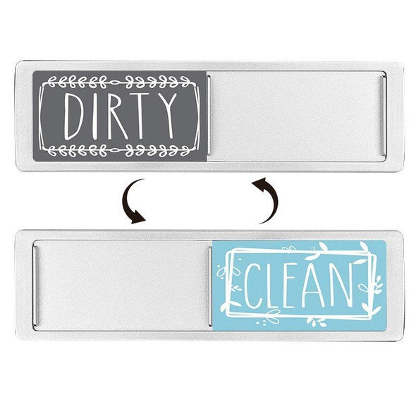 Dishwasher Magnet Clean Dirty Sign Double-Sided Refrigerator Magnet(Silver Gray Blue)