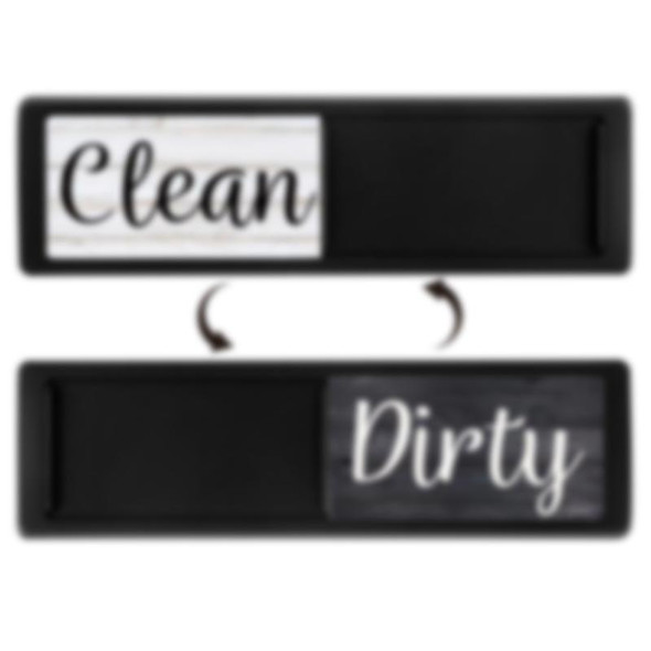 Dishwasher Magnet Clean Dirty Sign Double-Sided Refrigerator Magnet(Black Wood Grain)