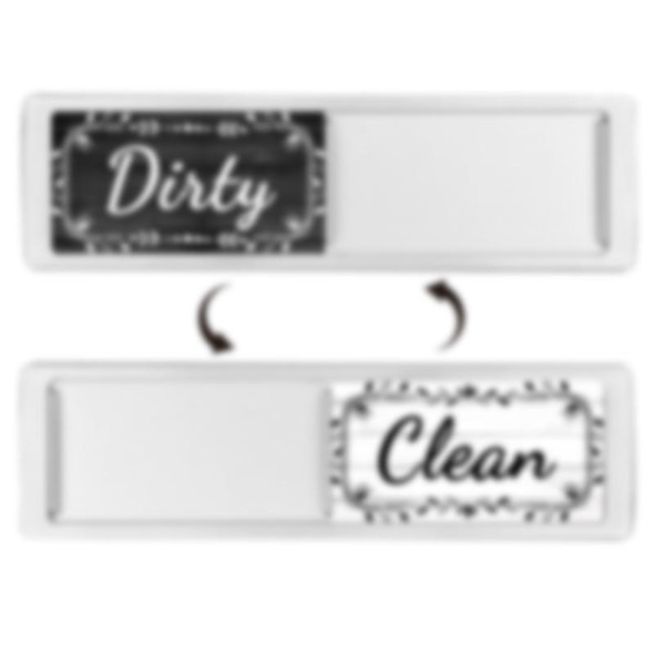Dishwasher Magnet Clean Dirty Sign Double-Sided Refrigerator Magnet(Silver Wood Grain Lace)