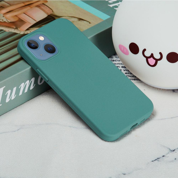 For iPhone 15 Solid Color Silicone Phone Case(Pine Needle Green)