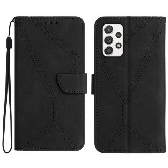 For Samsung Galaxy A73 5G Stitching Embossed Leatherette Phone Case(Black)