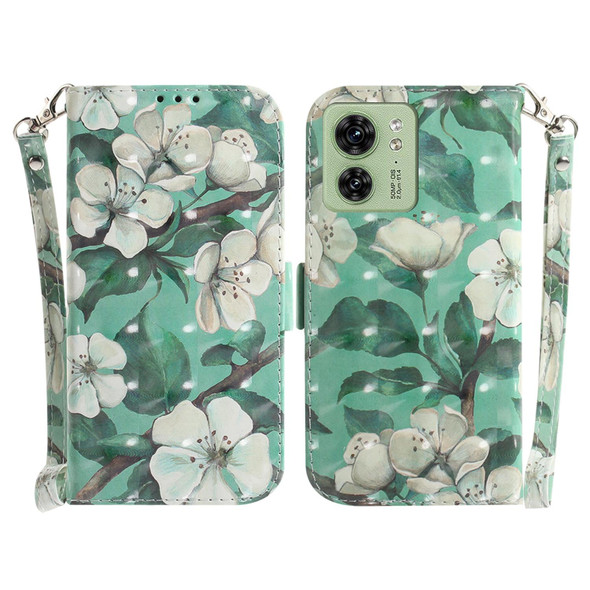 For Motorola Edge 40 3D Colored Horizontal Flip Leatherette Phone Case(Watercolor Flower)