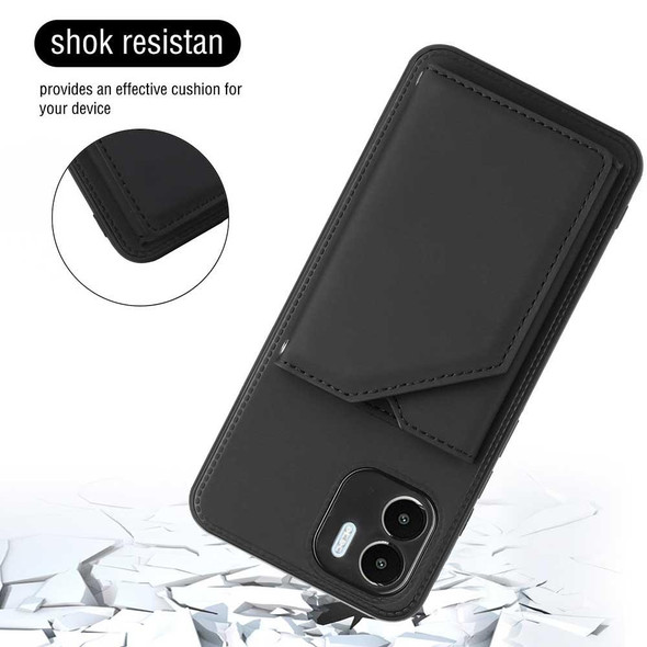 For Xiaomi Redmi A1 / A2 4G Skin Feel PU + TPU + PC Card Slots Phone Case(Black)