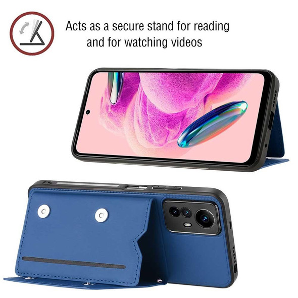 For Xiaomi Redmi Note 12S 4G Skin Feel PU + TPU + PC Card Slots Phone Case(Royal Blue)