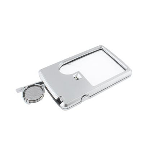 1 LED Illuminated Credit Card Design 6X / 3X Jewelry Magnifier(Silver)