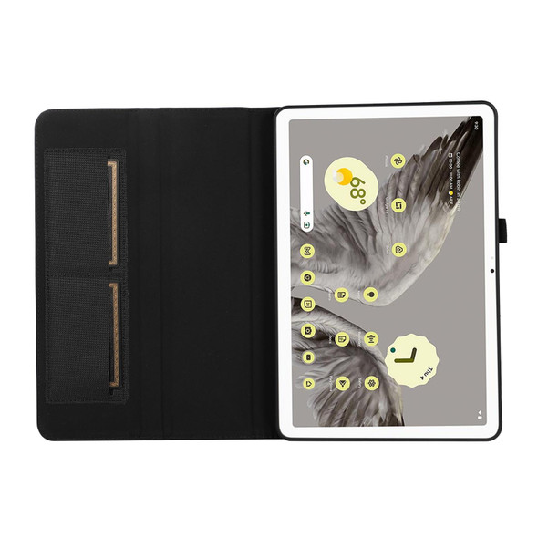 For Google Pixel Tablet Fabric Leatherette Tablet Case(Black)