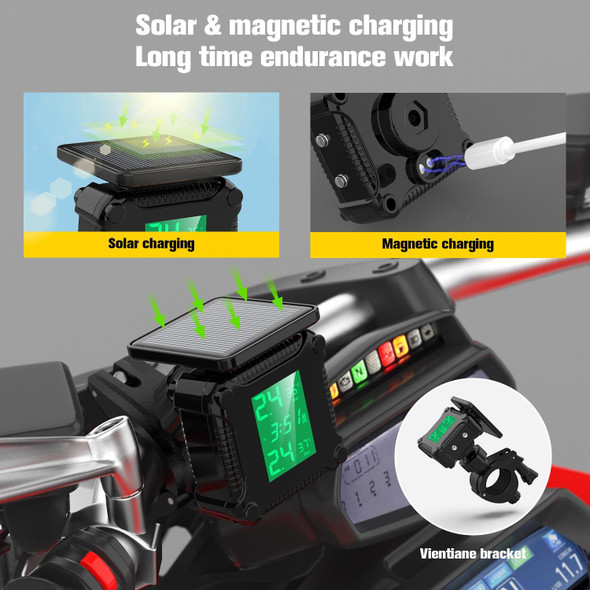 M9 Solar Motorcycle Tire Pressure Monitor Color Screen High Precision Sensor