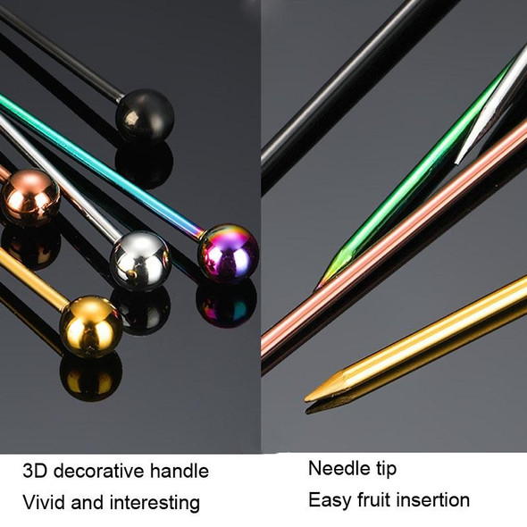 304 Stainless Steel Fruit Needle Dim Sum Decorative Small Sticks, Color: Gold