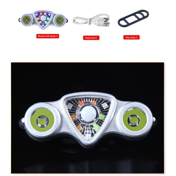 9+2 LED Bicycle Tail Light Rechargeable MTB Road Bike Headlight Warning Light(Color Light+White Light)