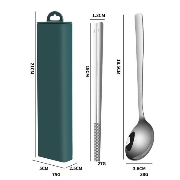 2pcs/set 316 Stainless Steel Portable Tableware Drawing Spoon Chopsticks(Milk White)