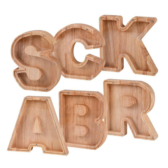 Wooden English Alphabet Piggy Bank Transparent Acrylic Piggy Bank(X)