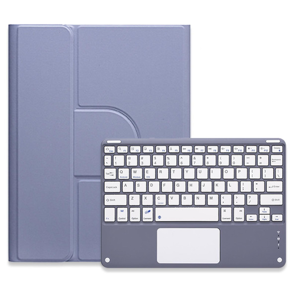 For iPad 10.2 2021 / Air 2019 Square Button 360 Degree Rotatable Bluetooth Keyboard Leatherette Case with Touchpad(Lavender Purple)